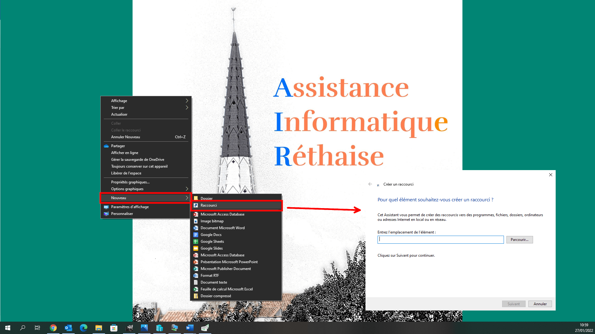 Cr Er Un Raccourci Sur Le Bureau A I R Assistance Informatique R Thaise