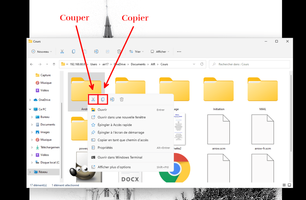 Couper -  Copier avec Windows 11