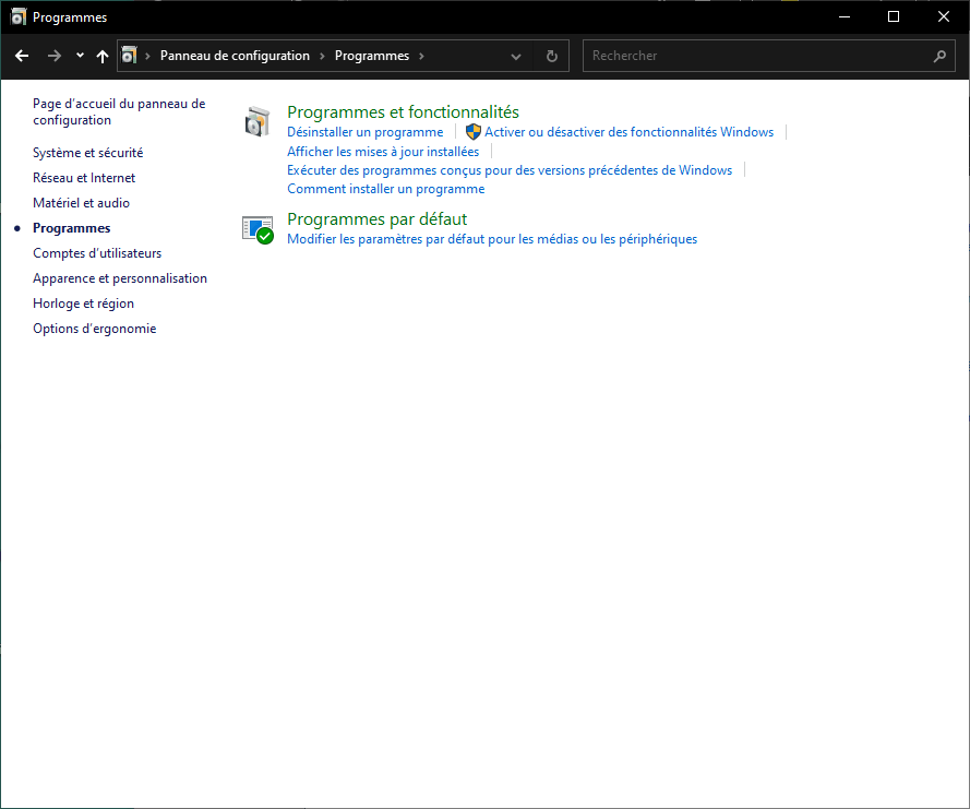 Le Menu Programmes de Windows 10